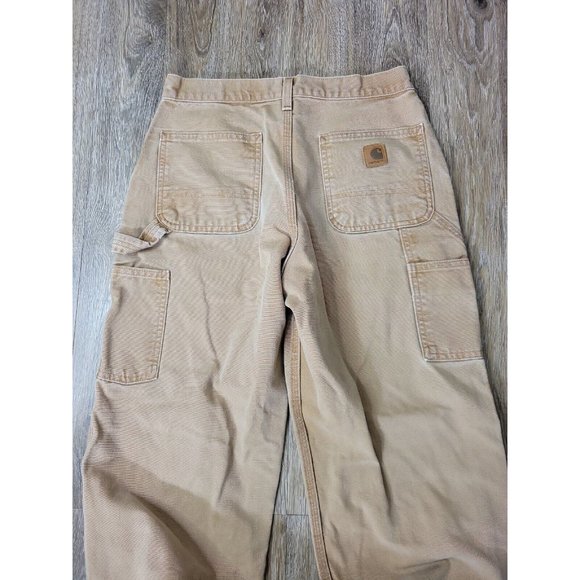 Carhartt Men 30/32 Tan Denim Work Pant Heavy Weight Pocket Canvas Carpenter - Picture 7 of 8